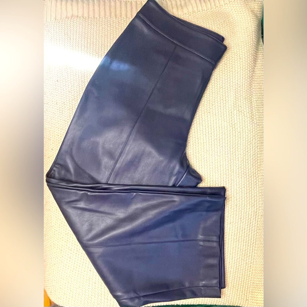 Ann Taylor High Waisted Faux Leather Straight Crop Pants